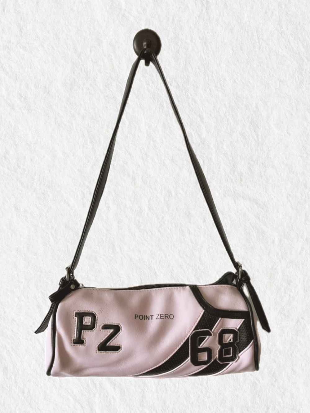 Point Zero Light Pink Shoulder Bag with Black Accents